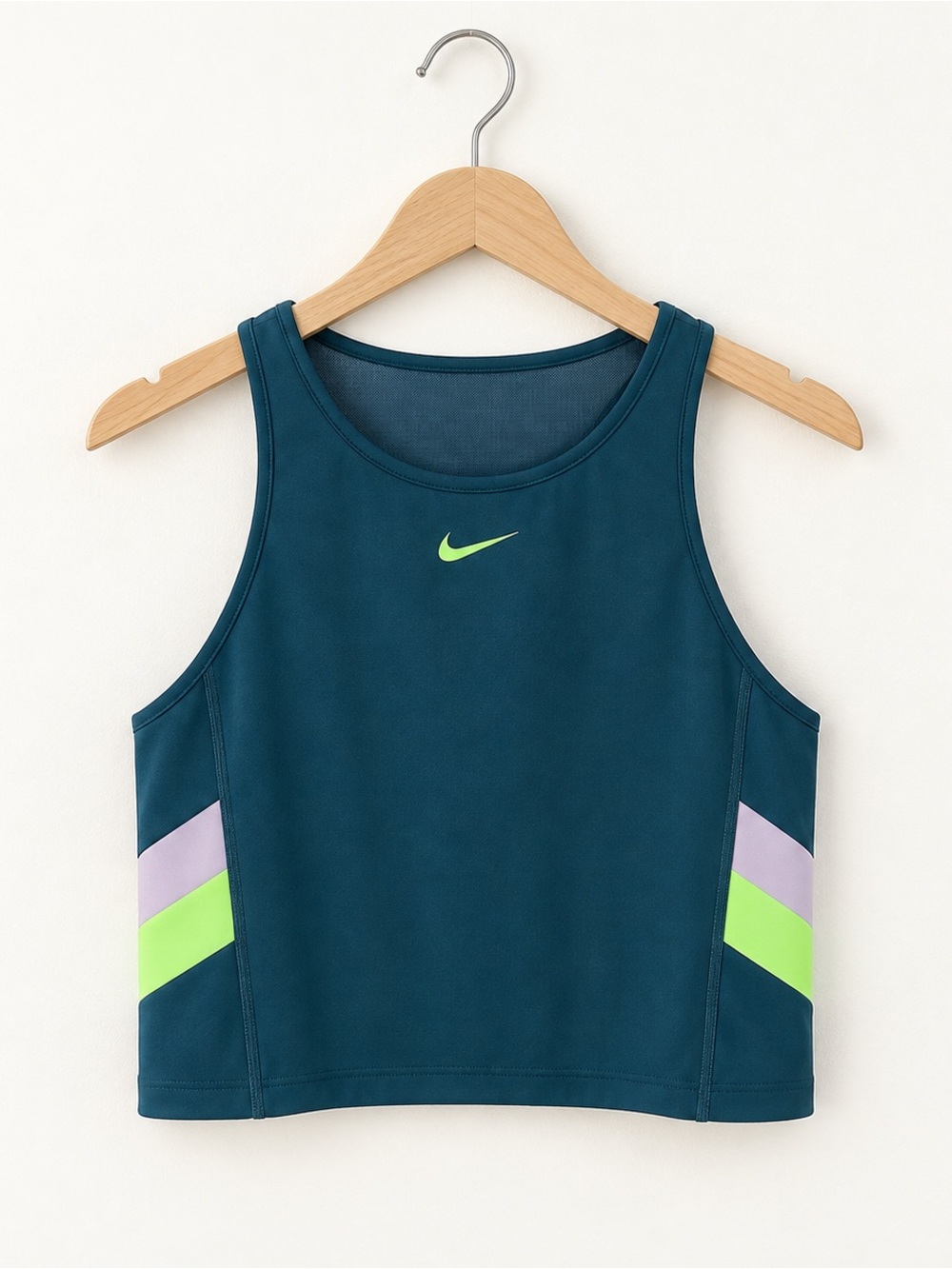 Nike Teal Cropped Mesh-Back Athletic Tank Colorblock Women’s
